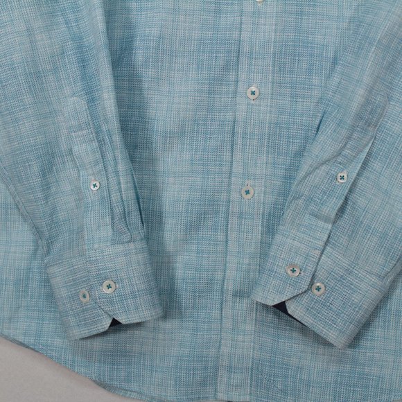 Bugatchi Shirt Men's XL (Size Tag Cut) Blue Long Sleeve Classic Fit - Picture 7 of 16